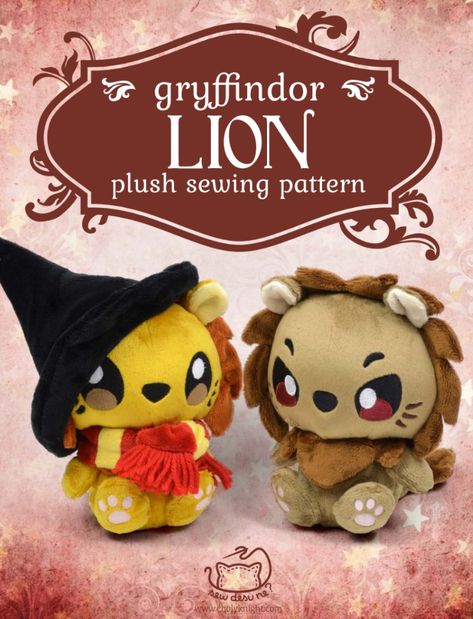 Sew Desu Ne - Choly Knight Choly Knight, Gryffindor Lion, Lion Plush, Felt Toys Patterns, Nerd Crafts, Cute Sewing Projects, Animal Sewing Patterns, Plushie Patterns, Sewing Stuffed Animals