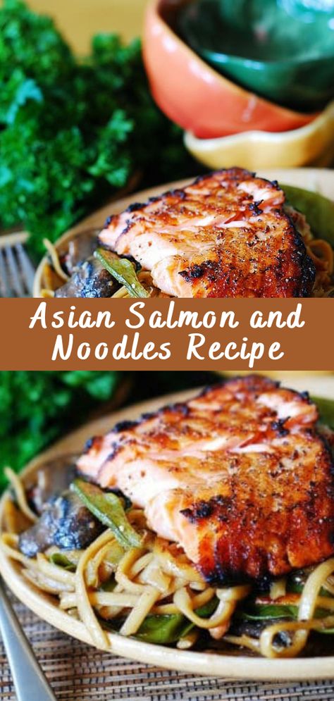 Salmon And Noodles, Easy Asian Noodles, Chinese Noodle Recipes, Salmon Noodles, Asian Salmon, Rice Noodle Recipes, Egg Noodle Recipes, Dinner Choices, Marinated Salmon