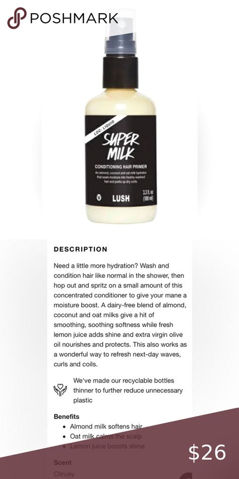 Lush SuperMilk - Viral TikTok leave in conditioner Supermilk Lush, Lush Super Milk, Asian Eyeliner, Retinol Body Lotion, Coffee Shop Barista, Almond Scent, Unexpected Gifts, Body Care Tips, Scented Body Lotion