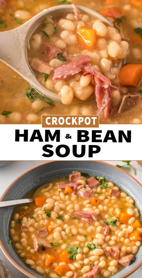 Crockpot Beans And Ham, Slow Cooker Smoked Ham, Best Crockpot Ham, Crockpot Ham And Bean Soup, Bean Soup Crockpot, Crockpot Ham And Beans, Bean Soups, Yummy Vegetables, Ham And Bean