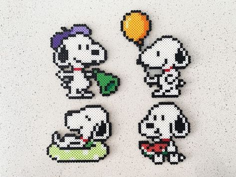 Soccer Ball Pixel Art, Miffy Perler Beads, Snoopy Alpha Pattern, Funny Perler Bead Patterns, Snoopy Perler Beads, Peeler Bead Idea, Perler Bead Art Pattern, Small Perler Bead Patterns, Mini Perler Bead Patterns