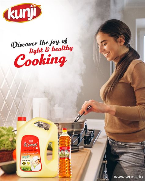 Kunji oil is a key to happiness and also great option for a delicious, light and healthy cooking for every meal.😍  www.weoils.in  #KunjiOils #KunjiMustardOil #Pure #Authentic #Healthy #GoodForHealth #StayHealthy #Natural #Mustard #MustardOil #Traditional #Trusted #PureOil #EnhanceTaste #EnjoyOilyFood #Generations #Fried #Samosa #pakora #light #Delicous #healthy  #Yummy #Favourite #Flavour #IndianSnack #EveryMeal Cooking Oil Social Media Design, Cooking Oil Social Media Post, Cooking Oil Ad, Cooking Oil Creative Ads, Oil Social Media Design, Magic Cook, Healthy Salt, Soap Packaging Design, Kitchen Background