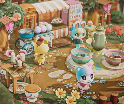 Acnh Landscaping, Fairy Island, Carnival Design, Motif Acnl, Acnh Inspiration, Pink Island, Animal Crossing Wild World, Island Theme, Animal Crossing Characters