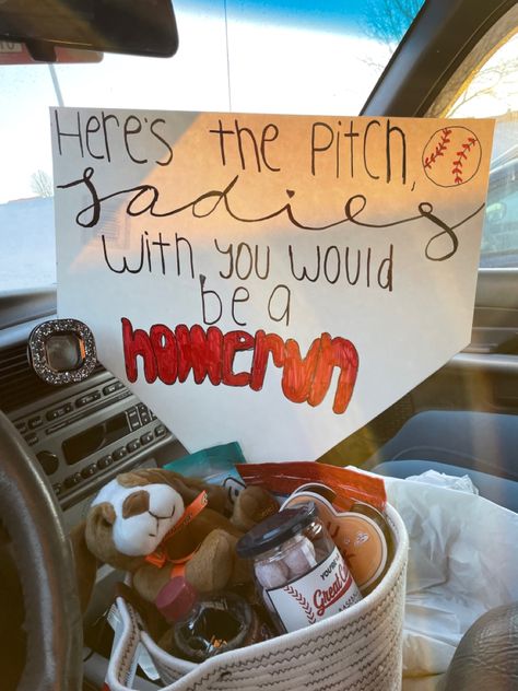 Sadies Proposals Ideas Baseball, Sadies Proposals Baseball, How To Ask A Guy To Sadies, Sadie’s Proposal Ideas Country, Sadie’s Ask Signs, Cute Sadie’s Proposal, Sadie Hawkins Posters, Baseball Sadies Proposal Ideas, Funny Sadies Proposals