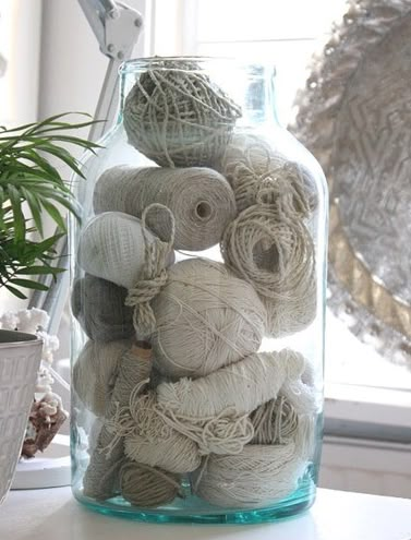 Unique Vase Fillers | Rustic Crafts & Chic Decor Vase Filler Ideas, Jar Fillers, Balls Of Yarn, Yarn Storage, Vase Fillers, Sewing Room, Chic Decor, Diy Inspiration, Glass Jar