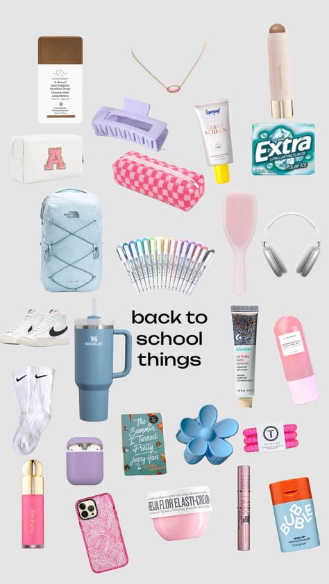 #preppy #school #fypshuffle Preppy Stuff For School, Preppy Backpack Essentials, Wishlist Preppy, Christmas Skincare, Preppy Christmas Gifts, Preppy Birthday Gifts, Aura Pink, Skincare Wishlist, Preppy Birthday