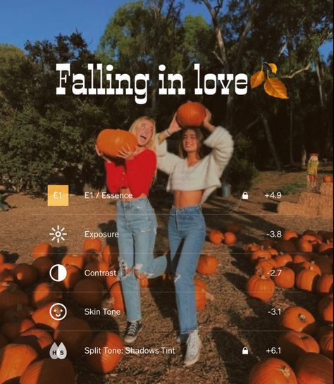 Fall Aesthetic Pumpkin Patch, Fall Instagram Feed Ideas, Fall Camera Aesthetic, Fall Vsco Filters, Halloween Photo Editing, Autumn Filter, Edit Presets, Vsco Halloween, Filter Hacks