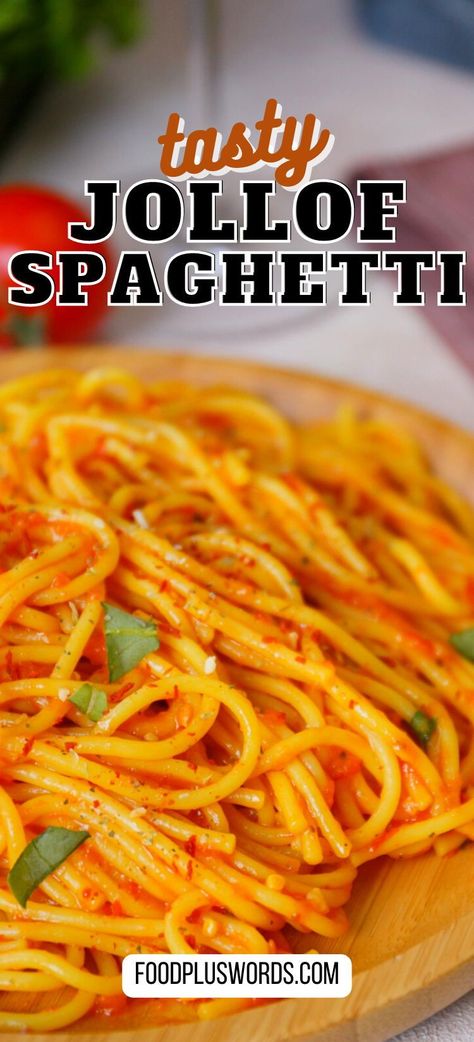 Rice Spaghetti Recipes, African Pasta Recipes, Jollof Pasta, Jollof Spaghetti Recipe, Jamaican Spaghetti, Nigerian Pasta Recipes, African Rice Recipes, Jollof Rice Recipe, Nigerian Pasta