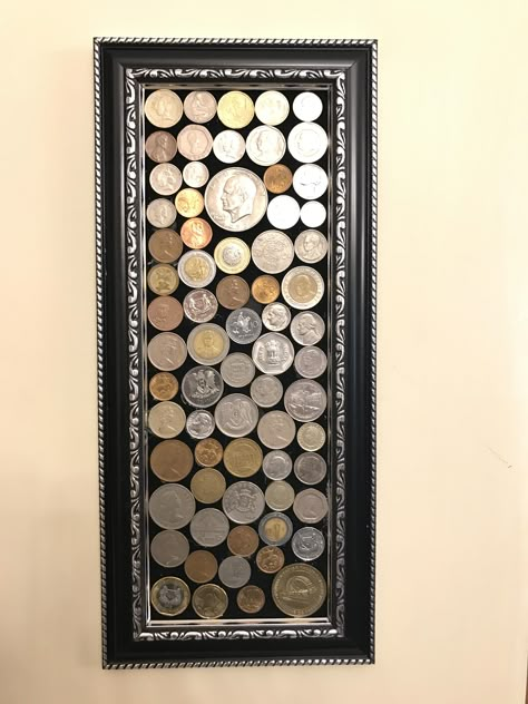 Coin Collection Display Ideas, Old Coins Craft Ideas, Coin Display Ideas, Old Coins Craft, Coin Collection Display, Coins Art Ideas, Landscaping Australia, Travel Room Decor, Modern Front Yard Landscaping Ideas