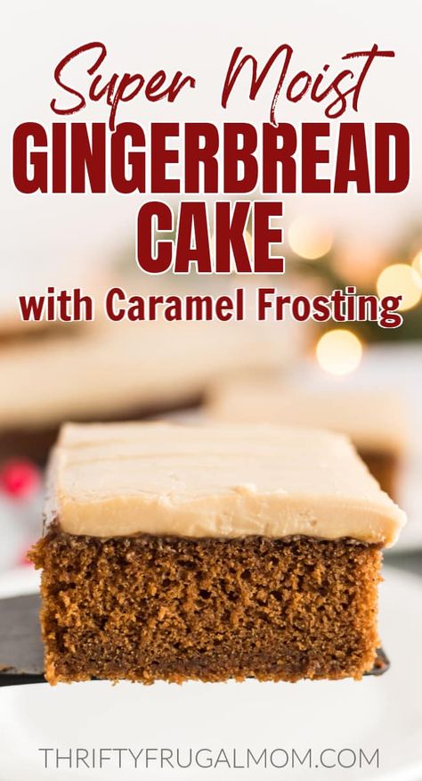 Gingerbread Cake with Caramel Frosting Moist Gingerbread Cake, Gingerbread Dessert Recipes, Easy Gingerbread Cake, Cake With Caramel Icing, Cake With Caramel Frosting, Moist Gingerbread, Gingerbread Dessert, Gingerbread Recipes, Salted Caramel Buttercream