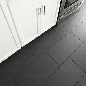 Slate Bathroom Floor, Slate Floor Tile, Dark Tile Floors, Black Bathroom Floor, Slate Bathroom, Transitional Tile, Slate Tile Floor, Slate Floor, Black Floor Tiles