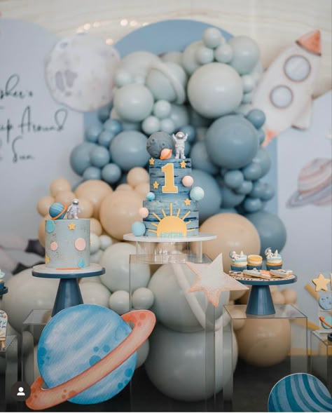 Baby First Birthday Themes, Boys 1st Birthday Party Ideas, Baby Birthday Themes, Bday Party Theme, Space Birthday Party, First Birthday Party Themes, First Birthday Themes, Baby Boy Birthday, Space Birthday