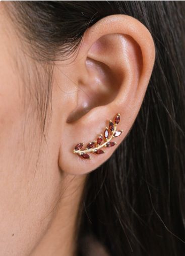 Ear Crawlers Earrings, Garnet Earring, Ear Climber Earrings, Crawler Earrings, Ear Cuff Jewelry, Ear Crawler, Ear Crawler Earrings, Ear Crawlers, Ear Climbers Earrings