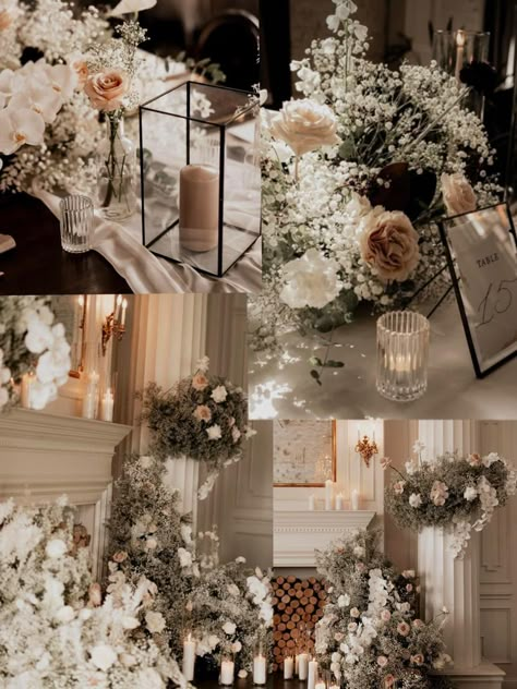 Luxury Neutral Aesthetic, Brown Flower Centerpieces, Neutral Vintage Wedding, Beige And Black Wedding Theme, Creamy Neutral Wedding, Champagne Gold Wedding Theme, Champagne Wedding Centerpieces, Neutral Color Wedding Decor, Champagne And White Wedding