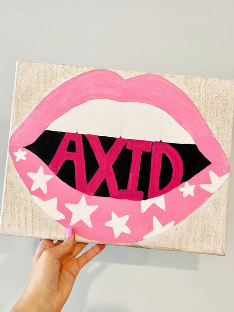 Alpha Xi Delta Canvas Painting, Axid Canvas Alpha Xi, Axid Canvas, Alpha Xi Delta Canvas, Big Little Canvas Ideas, Kappa Delta Canvas, Sorority Canvas Art, Greenhouse Room, Sorority Paintings