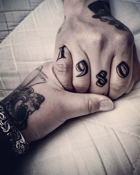 Finger tattoo #finger #tattoo #1980 2006 Finger Tattoo, Aged Finger Tattoo, Lettering Finger Tattoo, Old Finger Tattoo, Gothic Lettering Finger Tattoo, Tattoo Finger, Finger Tattoo, Finger Tattoos, Hand Tattoos