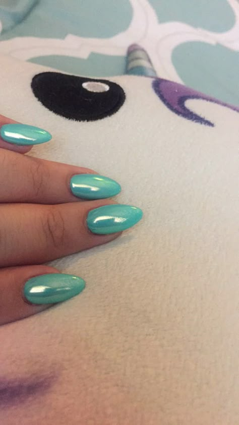 Teal Nails Sparkle, Teal Nails Dip Powder, Aqua Nails Aesthetic, Gel Nails Turquoise, Teal Green Nail Ideas, Nails Inspiration Teal, Nail Inspo Turquoise, Chrome Aqua Nails, Turqiouse Nails