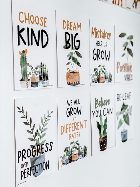 Modern Boho Plants Motivational Growth Mindset Classroom Posters Positive Affirmation Posters - Etsy UK Positive Affirmation Posters, Educational Posters For Kids, Garden Theme Classroom, Plants Classroom, Teaching Classroom Decor, Boho Plants, Calm Classroom, Classroom Makeover, Elementary Classroom Decor