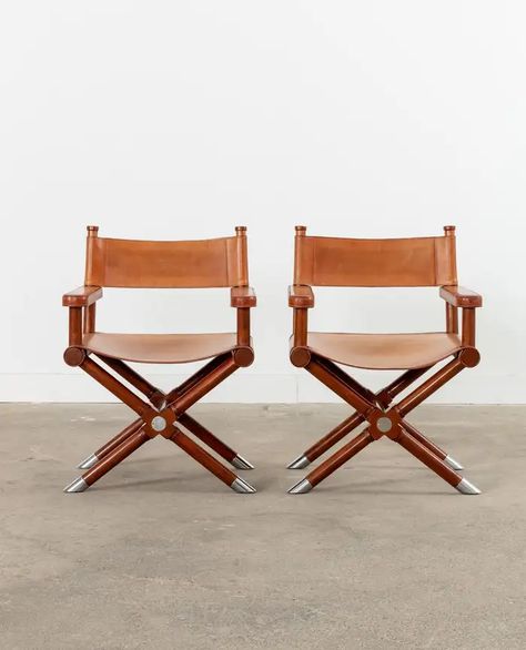 Set of Eight Ralph Lauren Hollywood Modern Leather Directors Chairs at 1stDibs | leather director chair Directors Chairs, Director Chair, Directors Chair, Dining Room Chairs, Cherry, Hollywood, Ralph Lauren, Frame, Leather