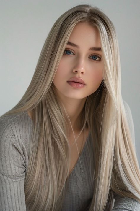 Color Hair Inspo Aesthetic, Blonde Hair On Pale Skin Brown Eyes, Blonde Hair On Tan Skin Brown Eyes, Ash Toned Blonde Hair, Blonde For Winter Skin Tone, Intense Ash Blonde Hair, Brunette Hair To Blonde, 2 Hair Colors Ideas, Haircolor Idea 2024