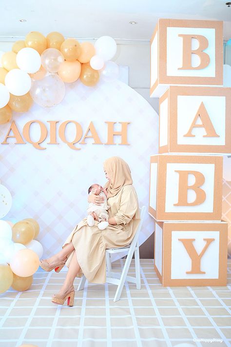 Decor Aqiqah Baby Girl, Dekor Aqiqah Baby Girl, Backdrop Aqiqah Simple, Aqeeqah Decoration, Aqiqah Decoration Simple, Akikah Decoration, Decor Aqiqah Baby Boy, Baby Welcome Decoration Home, Backdrop Aqiqah