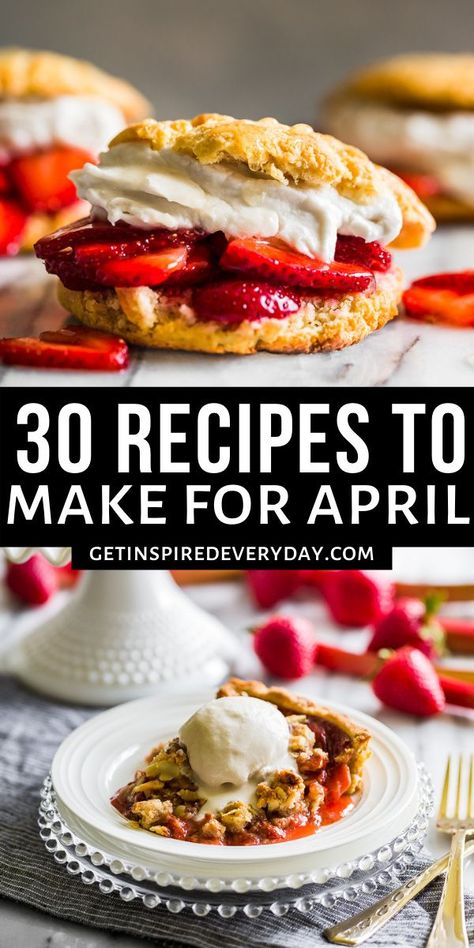 You'll find lots of inspiration for a yummy month ahead with these 30 Recipes to Make for April! They're gluten free with lots of dairy free and paleo recipes as well. This month there's extra simple dinners with a few breakfasts and yummy spring inspired desserts as well. These recipes focus on what's in season like asparagus and berries along with more fresh veggies and some tasty brightly flavored lemon recipes too. Spring Breakfast, Simple Dinners, Super Easy Dinner, Paleo Recipes Dessert, Summer Recipe, Fitness Community, Recipe 30, Delicious Breakfast Recipes, Recipes To Make