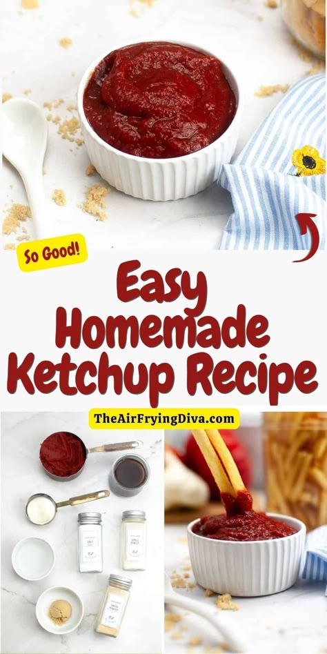 Easy Homemade Ketchup How To Make Catsup Homemade Ketchup, Homemade Ketchup With Tomato Sauce, How To Make Ketchup Easy, Easy Homemade Ketchup, Homemade Ketsup Recipe, Catsup Recipe Homemade Ketchup, Homemade Ketchup With Tomato Paste, Easy Ketchup Recipe, Homemade Ketchup Recipe Easy