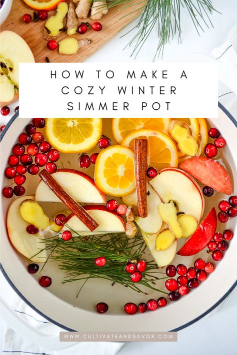 This simmer pot is a fun way to celebrate Yule, the winter solstice, the New Year, or any other time you want to create a cozy vibe. It's also a great way to clear stagnant energy and set intentions or manifestations. Yule Simmer Pot Recipes, Summer Simmer Pot Recipes, Yule Simmer Pot, Winter Simmer Pot Recipes, Winter Simmer Pot, Celebrate Yule, Simmer Pots, Simmer Pot Recipes, Cranberry Salsa