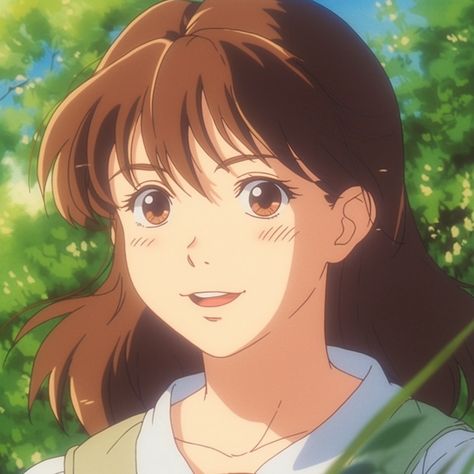 Anime Profile Brown Hair, Brown Hair Icons Anime, Ghibli Style Pfp, Anime Brown Aesthetic, Ghibli Profile Picture, Brown Profile, Brown Anime, Anime Brown Hair, Studio Ghibli Background