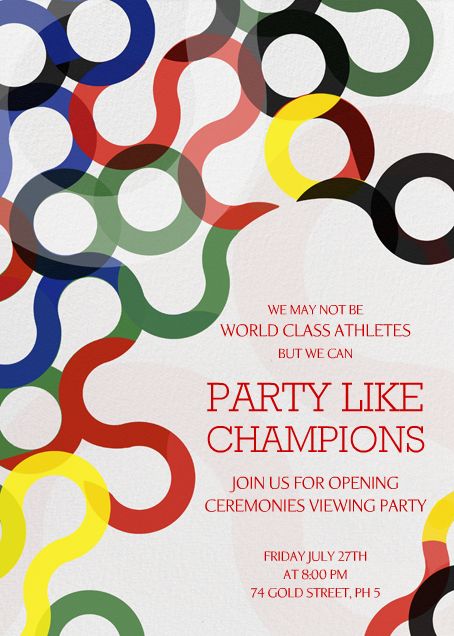 Olympic Party Invitations, Olympics Invitation, Couples Olympics, Abstract Rings, Olympic Poster, Office Olympics, Sports Invitation, Olympic Theme Party, Olympics Party