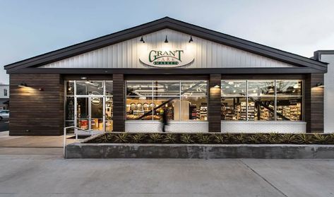 Store Building Exterior, Metal Commercial Buildings, Commercial Building Exterior Paint Ideas, Industrial Storefront Design, Barndominium Retail Store, Metal Building Business Exterior, Adaptive Reuse Interior, Metal Building Retail Store, Black Commercial Building Exterior