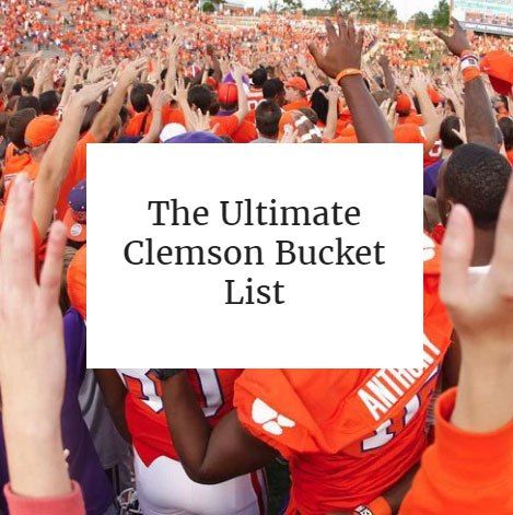 Every school has a bucket list. But do you know Clemson's? It is very important (not only as a freshman) but as a student to know what things you HAVE to do before your graduate from college. If you were unaware Clemson had a bucket list, now you know.... Clemson University Dorm, Clemson South Carolina, College Bucket List, Clemson Fans, College Visit, College Search, Clemson Football, College List, College Parties