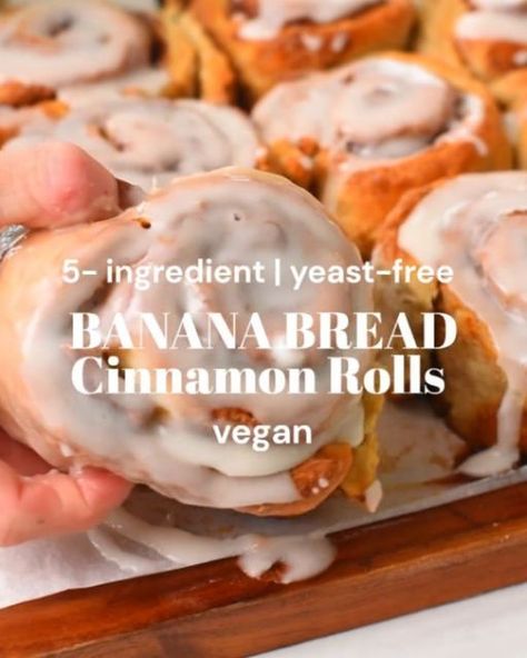 Healthy | Plantbased | Recipes on Instagram: "Which one would you eat? 1 or 2? 

No Yeast, No Eggs, Lazy, 5-ingredients!🍌
.
These banana cinnamon rolls are for the lazy bakers! They are not your classic vegan cinnamon rolls. This is an easy cinnamon recipe, simplified, with no yeast, no proofing, and minimal kneading. Since I created my banana donut holes recipe, I wanted to use a similar process to create raised dough but with minimal effort.

It’s amazing how you can make fluffy cinnamon rolls using just mashed banana, self-rising flour, and vegan butter it's  easy, healthier (less sugar and less saturated fat) and just 5-ingredient cinnamon rolls made with ripe bananas and no yeast.! 
Recipe on her blog @theconsciousplantkitchen
.
.
2) These 2-ingredient Almond Flour Banana Cookies are Banana Cinnamon Rolls, Banana Bread Cinnamon Rolls, Banana Bread Cinnamon, Bread Cinnamon Rolls, Cinnamon Recipe, Donut Hole Recipe, Healthy Cinnamon Rolls, Bread Cinnamon, Fluffy Cinnamon Rolls