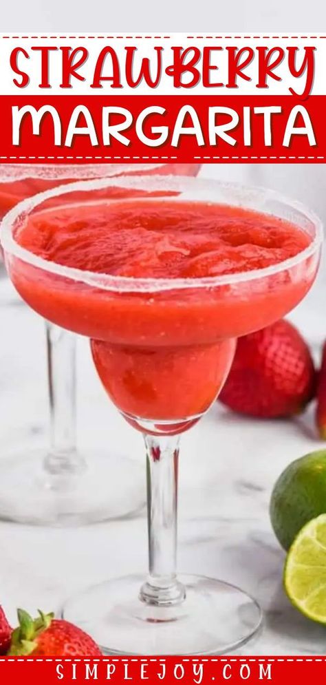 Learn how to make a Strawberry Margarita! this Valentine's Day recipe is so easy to throw together. Whether on the rocks or frozen, this refreshing, delicious Valentine's Day drink is perfect for celebrating date night ideas at home! Summer Mixed Drinks, Lime Margarita Recipe, Frozen Strawberry Margarita, Strawberry Margarita Recipe, Easy Margarita Recipe, Strawberry Margarita, Cocktail Recipes Easy, Margarita Recipe, Easy Strawberry