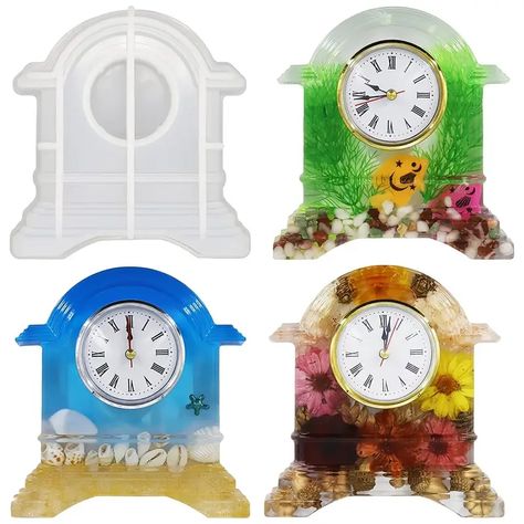 Resin Clock Molds, Table Clock Mold For Resin, Mantel Silicone Molds Kit For Epoxy Resin Casting, Diy Home Decor Christmas Gift With 2 Clock Faces - Temu Diy Jewelry Tray, Resin Clock, Clock Faces, Different Design Styles, Home Decor Christmas Gifts, Mold For Resin, Mold Kit, Casting Resin Molds, Resin Painting