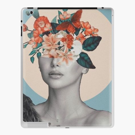 Get my art printed on awesome products. Support me at Redbubble #RBandME: https://www.redbubble.com/i/ipad-skin/Floral-Woman-Portrait-by-lauraremes1997/76267452.MHP6F?asc=u Flower Head Painting Aesthetic, Inside Head Art, Digital Collage Art Photoshop, Flowers Coming Out Of Head, Photoshop Collage Ideas, Painting Ideas 2023, Easy Acrylic Painting Ideas, Collage Portrait, Acrylic Painting Ideas