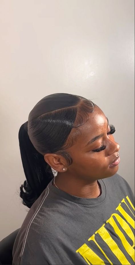 Slicked Back Ponytail, High Ponytail Hairstyles, Sleek Ponytail Hairstyles, Quick Weave Hairstyles, Cute Braided Hairstyles, Slick Back, Pretty Braided Hairstyles, Slicked Back Hair, Slick Hairstyles