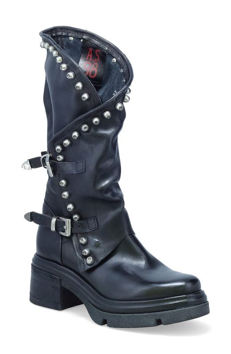 Boots 2024, 2024 Wishlist, Punk Boots, Studded Boots, Shoe Boot Sandals, Motorcycle Women, Jewelry Outfit, Motorcycle Boots, Shoe Print