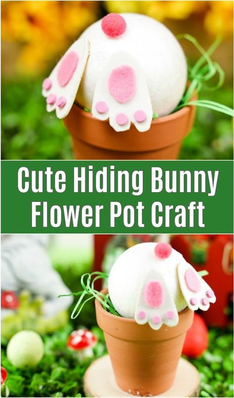 Make this adorable bunny hiding in a flower pot as a fun Easter decoration! This cute craft is ideal for making with kids and takes only minutes to make! #HidingBunny #bunnybutt #BunnyButtFlowerPot #FlowerPotCraft #EasterCraft #EasterFlowerPot Easter Flower Pots, Campfire Foods, Diy Christmas Cookies, Fun Easter Decorations, Easter Things, Kid Diy, Easter Flower, Cute Craft, Holiday Club