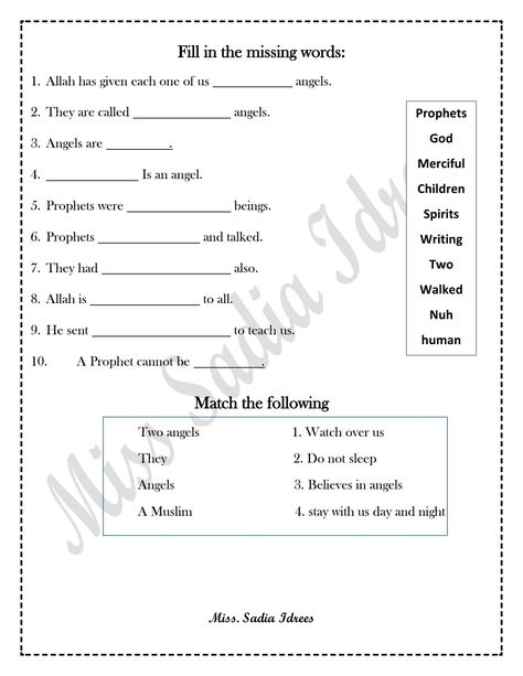 Grade 1 Islamic studies worksheet 'Prophets' Islam Worksheet For Grade 1, Islamic Studies Worksheets, Madrasah Activities, Islamic Worksheets For Kids, Islamic Lessons, Prophets In Islam, Nursery Worksheets, Ramadan 2024, Muslim Kids Activities