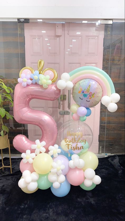 Unicorn, Rainbow, Birthday, Decor, Celebration, Personalised Gift Unicorn Balloons Decoration, Pastel Balloon Decorations For Birthday, Rainbow Bouquet Balloons, Unicorn Party Balloon Decorations, Rainbow Unicorn Balloon Arch, Pastel Unicorn Balloon Garland, Unicorn Balloon Decor, Rainbow Unicorn Balloon Ideas, Unicorn Birthday Balloon Decorations