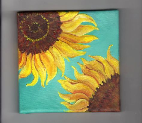 Turquoise Painting Ideas, Sunflower Paint Night Ideas, Tall Sunflower Painting, Big Sunflower Painting, Butterfly On Sunflower Painting, Sunflower Painting & Tools, Turquoise Painting, Sunflower Painting, Sunflower Art