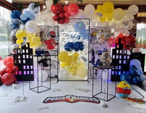 Power Rangers Birthday Decorations, Power Rangers Decorations, Power Rangers Theme Party, Power Ranger Party Decorations, Power Ranger Themed Birthday Party, Dino Fury Power Rangers Party, Power Rangers Party Ideas, Power Ranger Party Ideas, Power Ranger Pinata