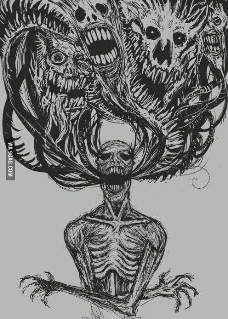 Ride the dark side don't hide the dark side inner monster must be tamed Stylo Art, Creepy Drawings, Creation Art, رعب نفسي, 다크 판타지, Dark Art Drawings, Arte Sketchbook, Scary Art, Creepy Art