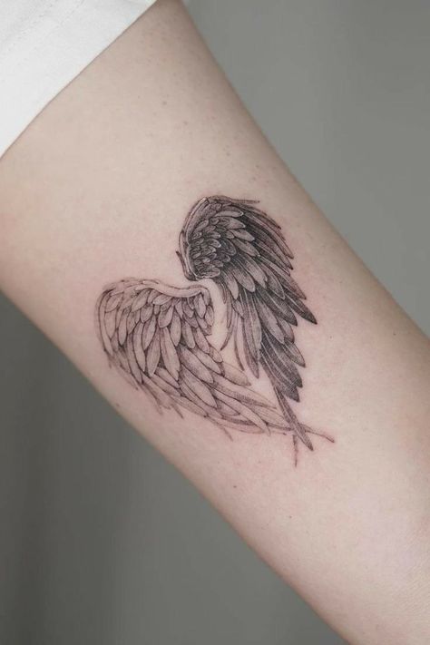 wings tattoo Angle Wing Tattoos, Angel Tattoo For Women, Angel Wing Tattoo, Heart With Wings Tattoo, Devil Tattoo, Angel Wings Tattoo, Wing Tattoo, Angel Tattoo Designs, Heart Tattoo Designs