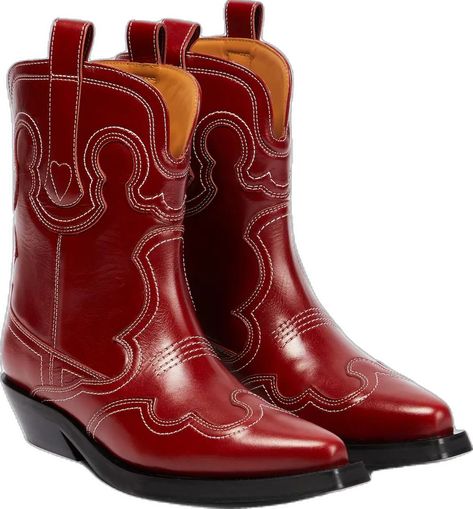 Cowboy Boots Short, Heel Cowboy Boots, Barbados Cherry, Red Cowboy Boots, Western Trend, White Cowboy Boots, Cuban Heels, Embroidered Leather, Leather Cowboy Boots