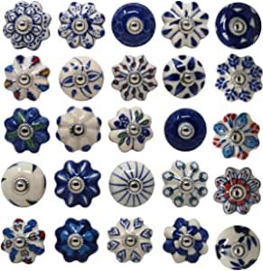 Ajuny Ceramic Knobs Colorful Blue for Kitchen Cabinets Bathroom Cupboards Dresser Drawers Chest Handmade Pottery Set of 25 : Amazon.co.uk: DIY & Tools Blue For Kitchen Cabinets, Blue Cupboards, Bathroom Cupboards, Bathroom Drawers, Stella Marina, Dresser Handles, Cupboard Drawers, Kitchen Cabinet Hardware, Decorative Knobs