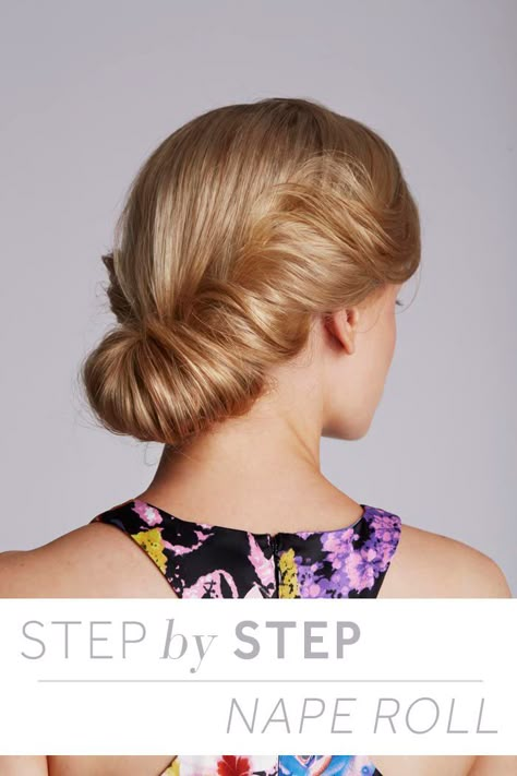 How to style your hair in a nape roll. Credits in comment. Virtual Hairstyles Free, French Tutorial, Hair Roll, Roll Hair, French Roll Hairstyle, Chignon Updo, Virtual Hairstyles, Fishtail Hairstyles, French Roll