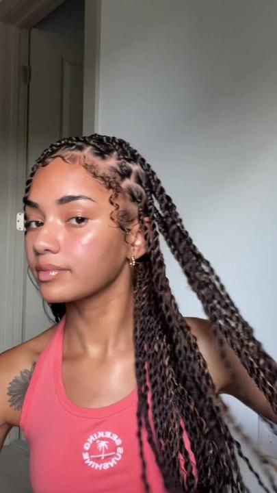 Bohemian sengegalese twists Big Box Braids Hairstyles, Curly Hair Videos, Cute Braided Hairstyles, Cute Box Braids Hairstyles, Protective Hairstyles Braids, Hair Twist Styles, Pretty Braided Hairstyles, Hairdos For Curly Hair, Natural Curls Hairstyles