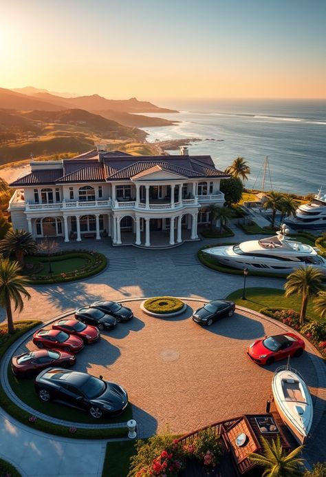 Mansion With Cars, Farm Mansion, Luxury Driveway, Spanish Style Mansion, Miami Mansion, Luxurious Mansion, Billionaire Lifestyle Luxury Living, Car Luxury, Backyard Picnic